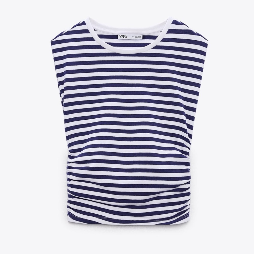 Zara Navy & White Striped Top